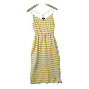 J. Crew Yellow and White Striped Midi Dress